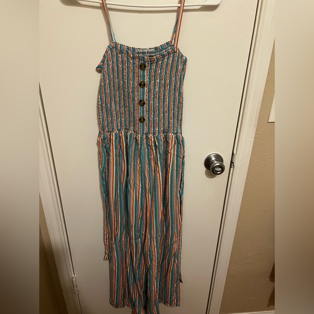 Almost Famous Striped Blue and Orange Dress